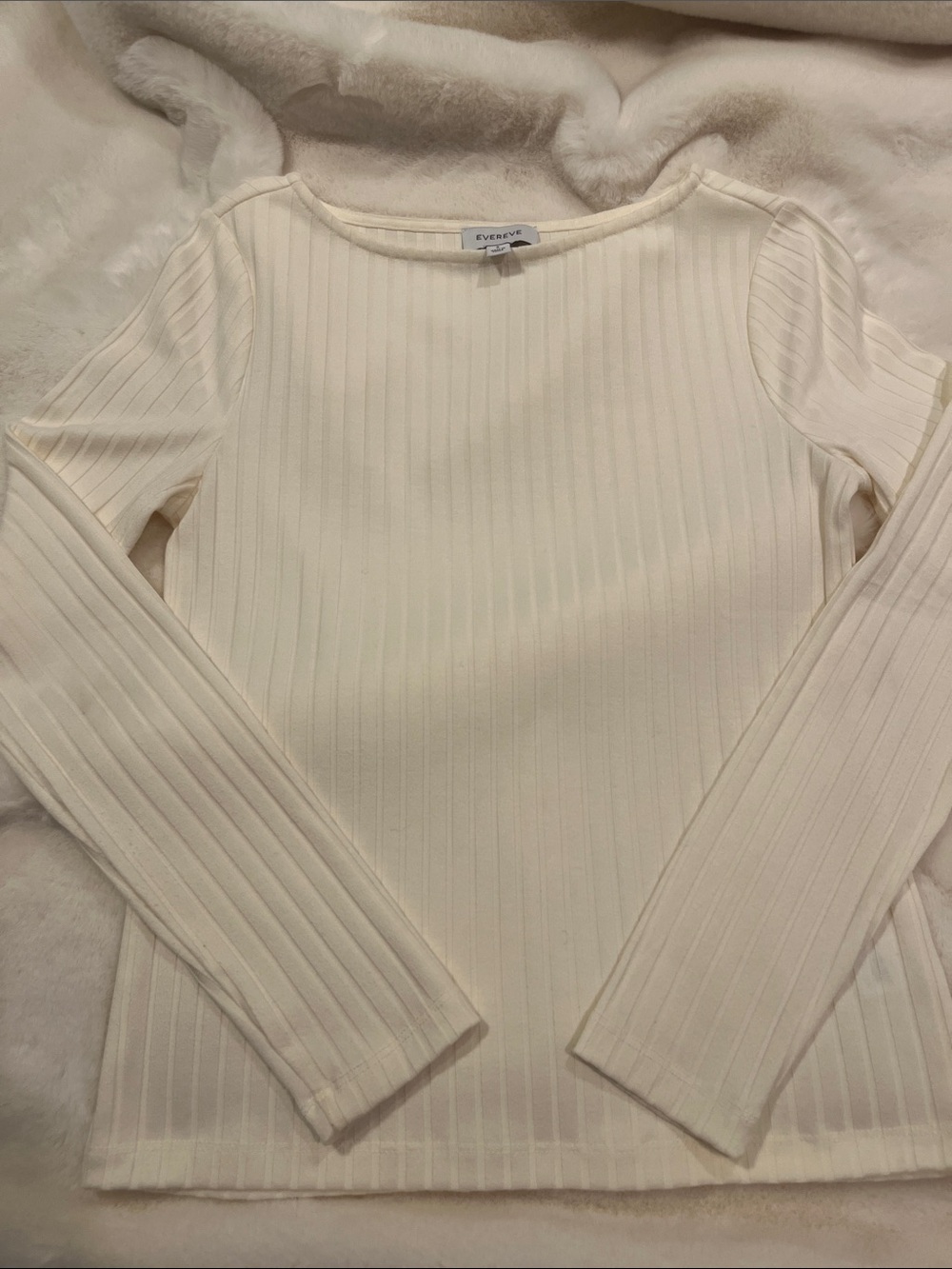 Evereve Cream Ribbed Scoop-Neck Sweater